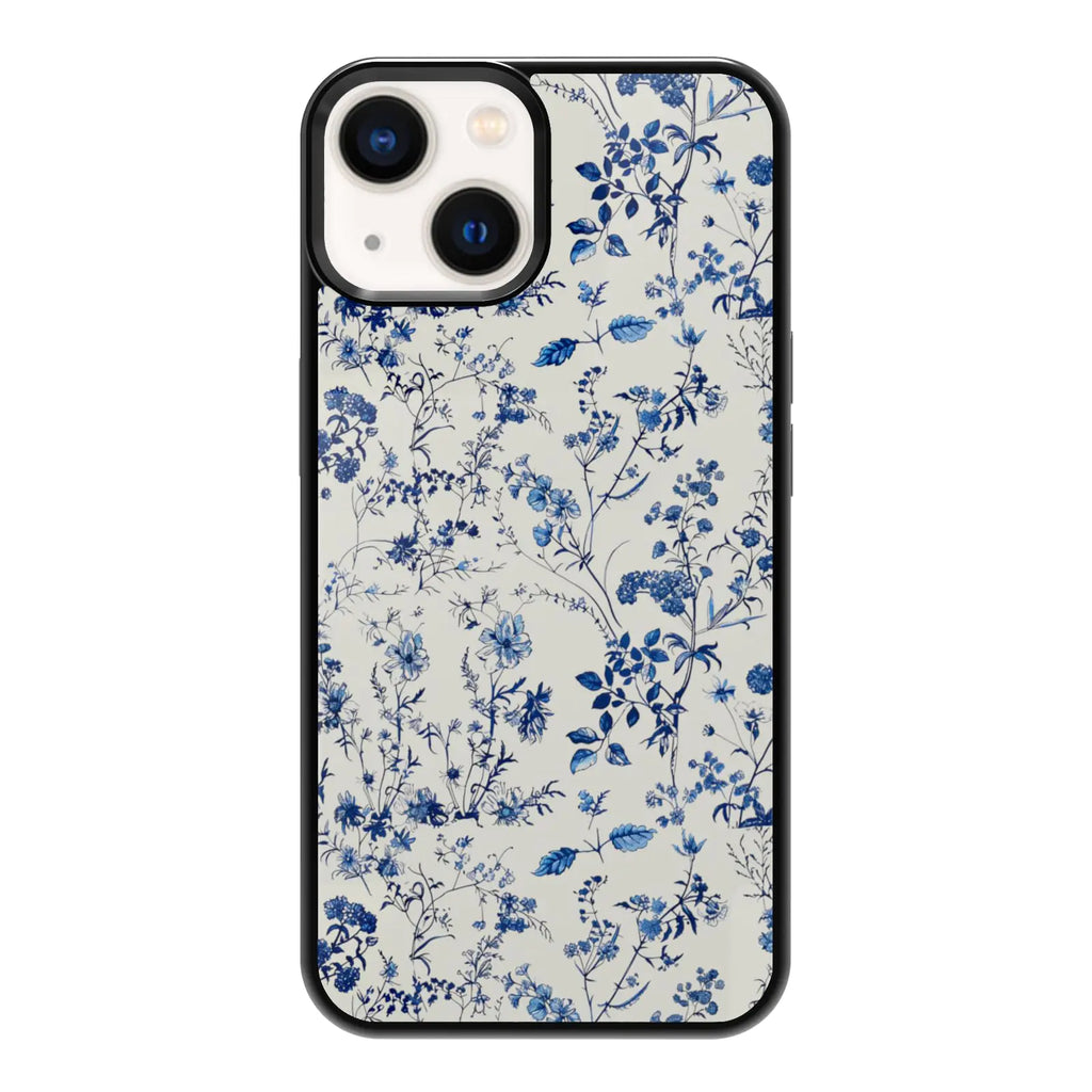 qizjio Blue Floral Phone Case Shockproof Protective Flower Phone Case for iPhone 11 12 13 14 15 16 Pro Max Plus Mini X XSMAX XR 7 8 SE