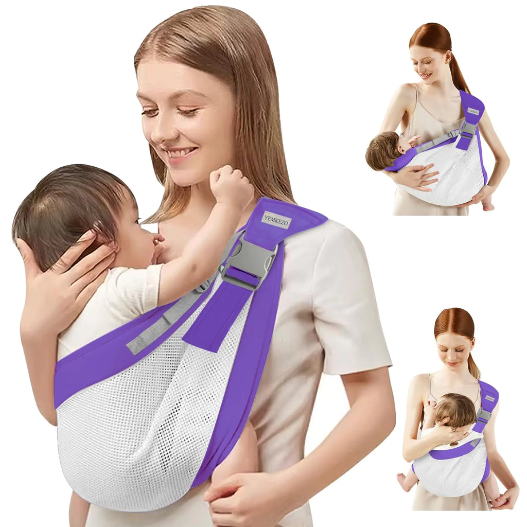 Baby Sling Carrier Newborn to ToddlerUpdated Adjustable One Shoulder Labor-Saving Baby Carrier Sling Baby Half Wrapped Sling Hip Seat Carrier for Toddler SlingCarrying 7-45 lbs（Blue Purple）