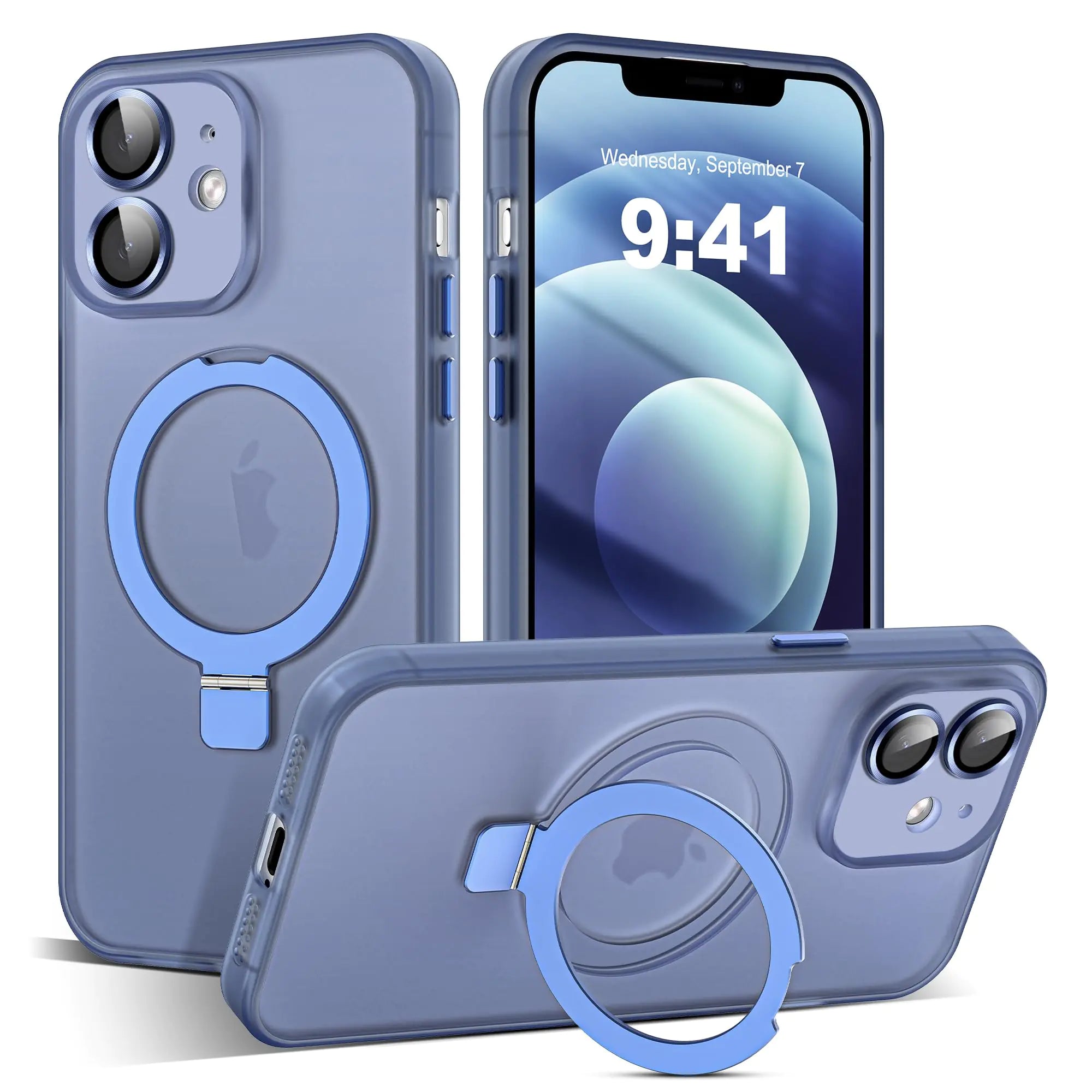 SureArmor Designed for iPhone 11 Case with Magnetic Invisible Ring Stand [Military Drop&Full Camera Lens Protection][Compatible with Mag-Safe]Matte Translucent Slim Phone Cases for iPhone 11 6.1"Blue