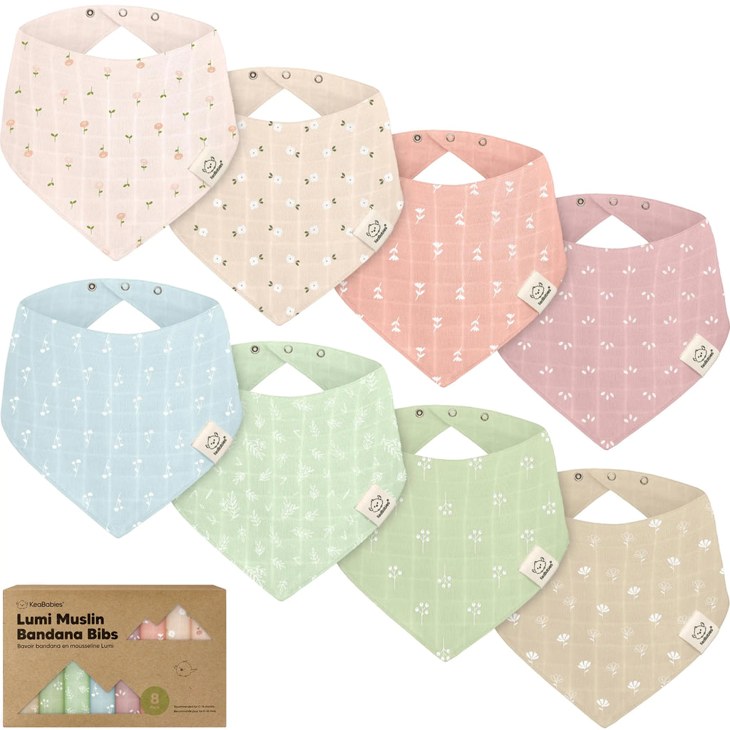 8-Pack Muslin Bibs for Baby Girls Baby Boys - Muslin Baby Bibs for Drooling and Teething Bandana Bibs for Baby Girl Bibs Baby Bibs for Boys Baby Drool Bibs Toddler Bibs Newborn Bibs (Wild Bloom)