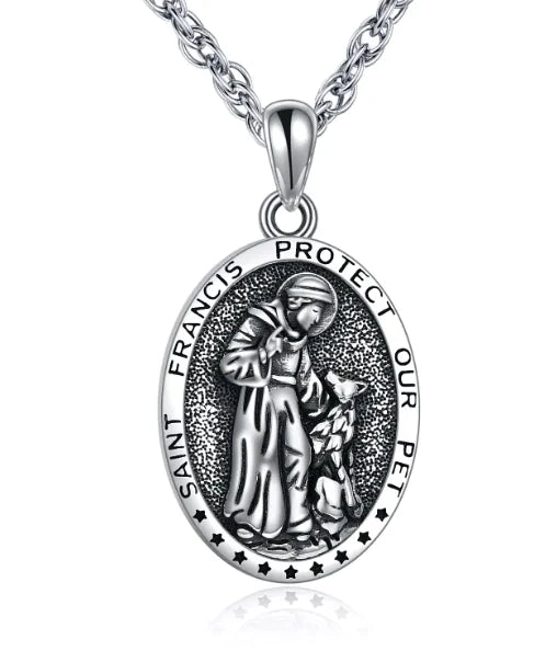 Sterling Silver St Francis Religious Pendant