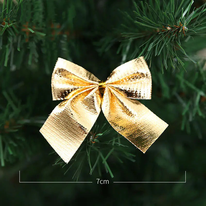 Christmas Tree Bows with Ribbon Decoration (12 Pcs)