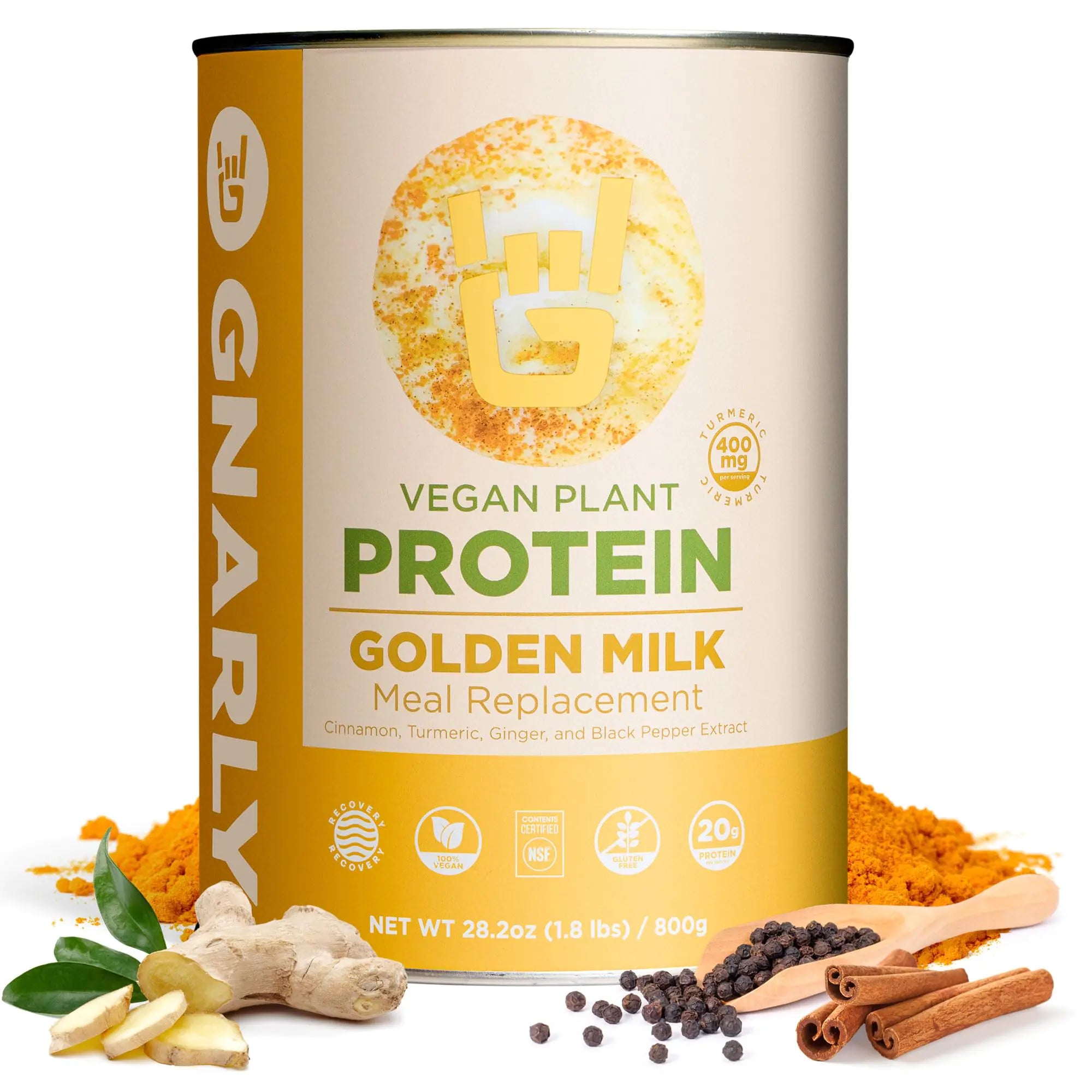 Gnarly Nutrition Golden Milk Vegan Protein Powder – Plant Based Protein Powder for Muscle Recovery - Dairy Free - Non-GMO and Gluten Free