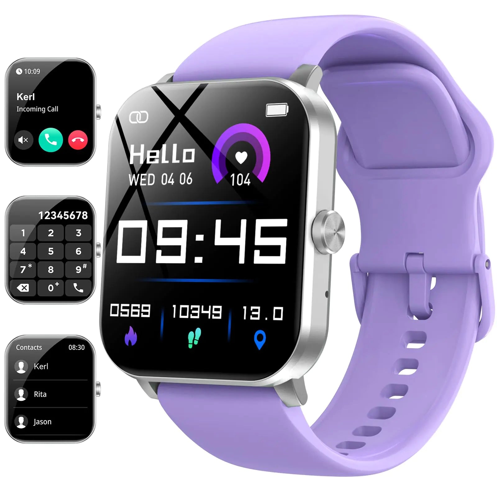 Smart Watch 1.85" Smartwatch for Men Women (Answer/Make Call) IP68 Waterproof Fitness Tracker 120+ Sport Modes Heart Rate Sleep Monitor Pedometer Activity Tracker for Android iOS (Purple)
