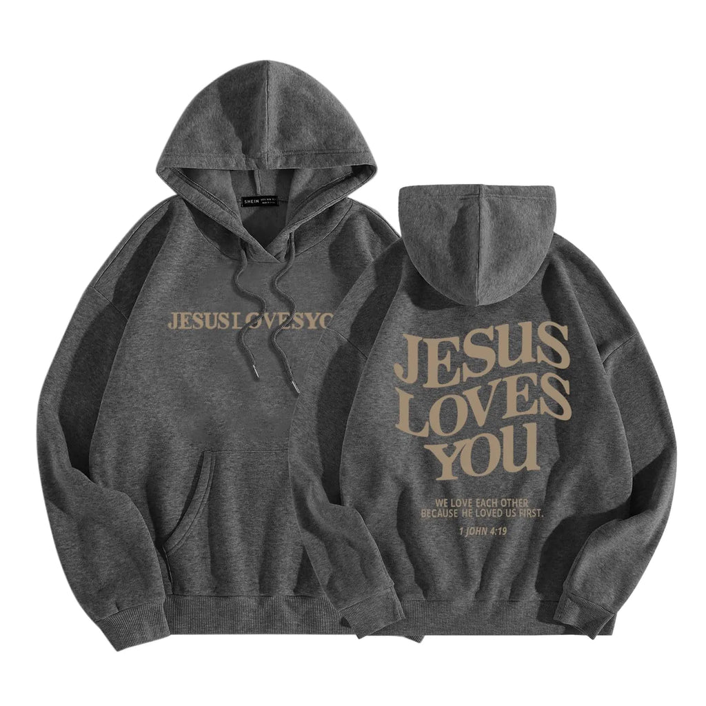 Generic Deals of The Day Clearance Jesus Hoodie Jesus Loves You Religious Sweatshirt Jesus Saves Faith Long Sleeve Pullover Tops Faith Over Fear Hoodie X-Large C#_dark Gray