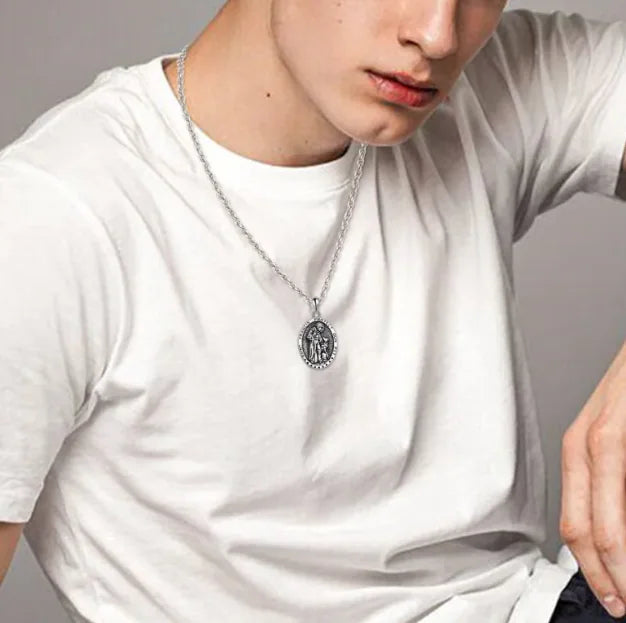 Sterling Silver St Francis Religious Pendant