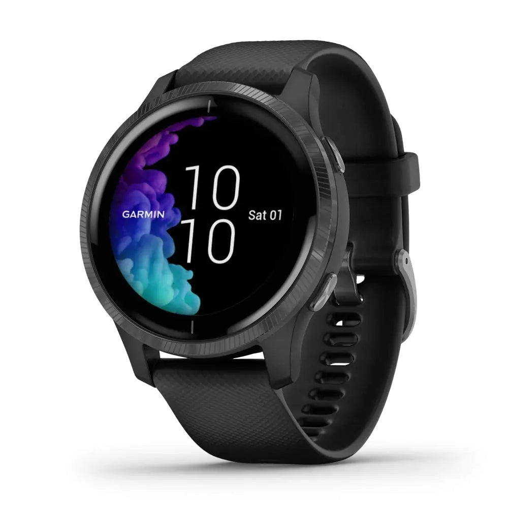 Garmin Venu GPS Smartwatch with Bright Touchscreen Display Features Music Body Energy Monitoring Animated Workouts Pulse Ox Sensor and More Black 010-N2173-11 (Renewed)
