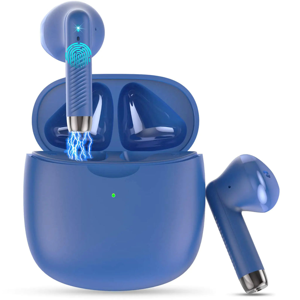 Wireless Earbuds Bluetooth 5.4 Earbuds Stereo Bass Bluetooth Headphones in Ear Noise Cancelling Mic Earphones IP7 Waterproof Sports 32H Playtime USB C Charging Case Blue Ear Buds for Android iOS