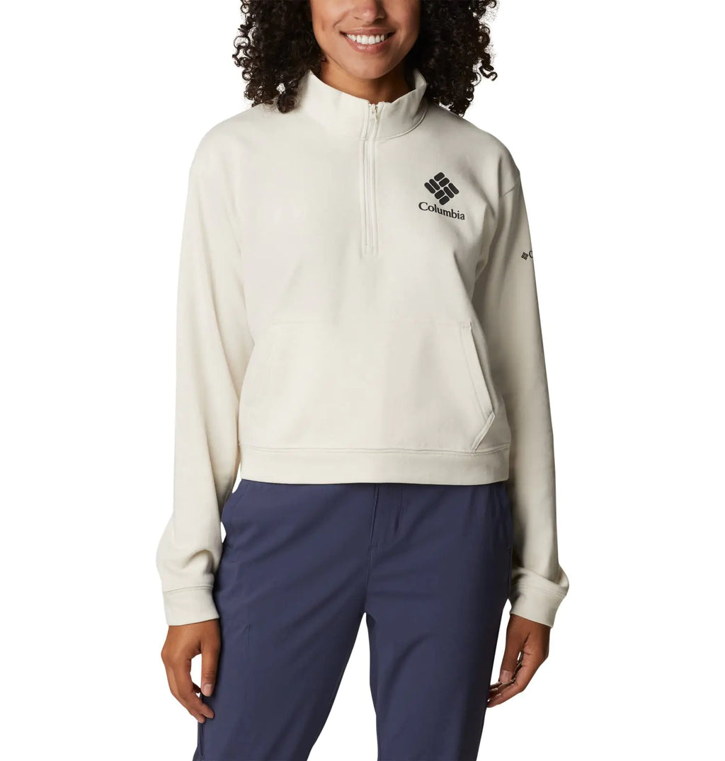 Columbia Womens Trek French Terry Half Zip Chalk/Stacked Gem Large
