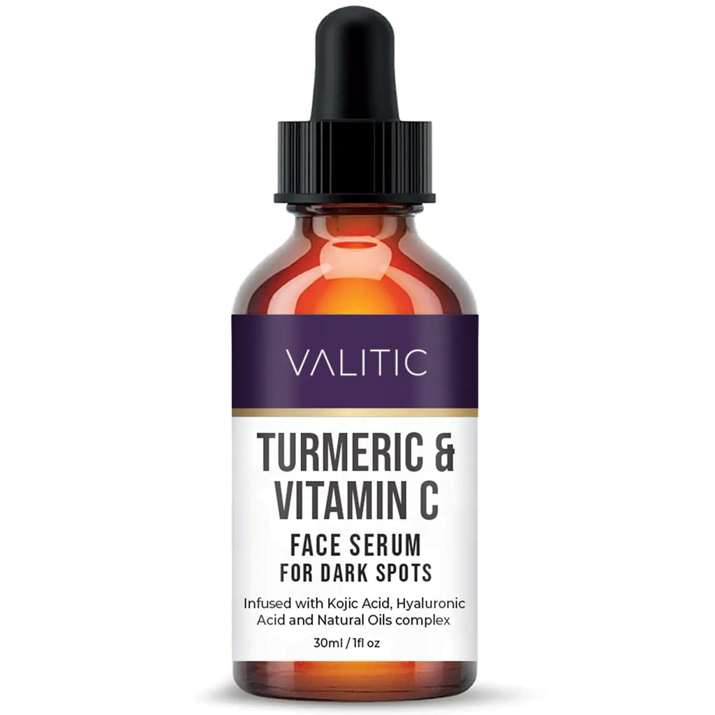 VALITIC Vitamin C Face Serum for Anti Aging - Hyaluronic Acid Collagen Kojic Acid Turmeric Oil Dark Spot Remover Brightening Eyes and Facial Serum Skin Care 1 fl oz
