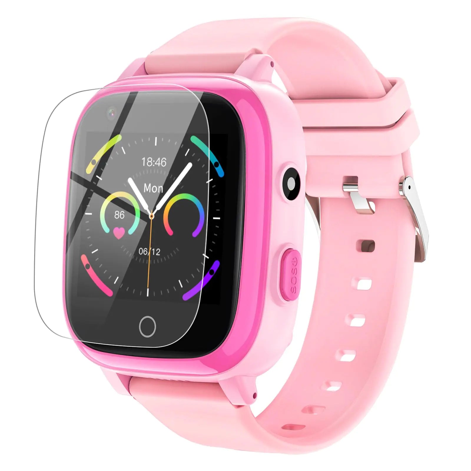 cjc 4G Smart Watch for Kids with GPS Tracker Texting and Calling Kids Watch for Ages 4-12 - Includes 2 Way Call Video Call Chat SOS Alerts App - Fun & Educational Birthday Gift Idea (Pink)